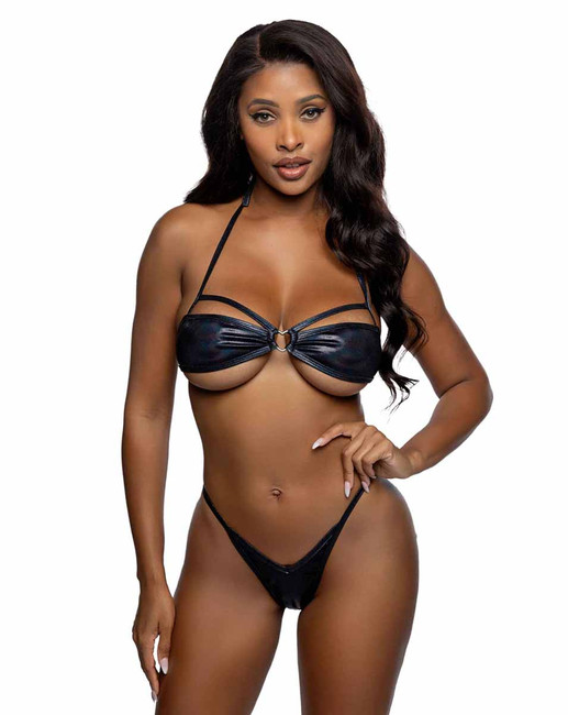 R6783, Black Bandeau Bikini Set