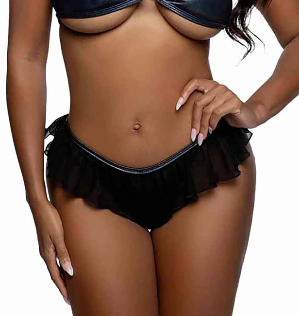 R6784, Black Flutter Short By Roma