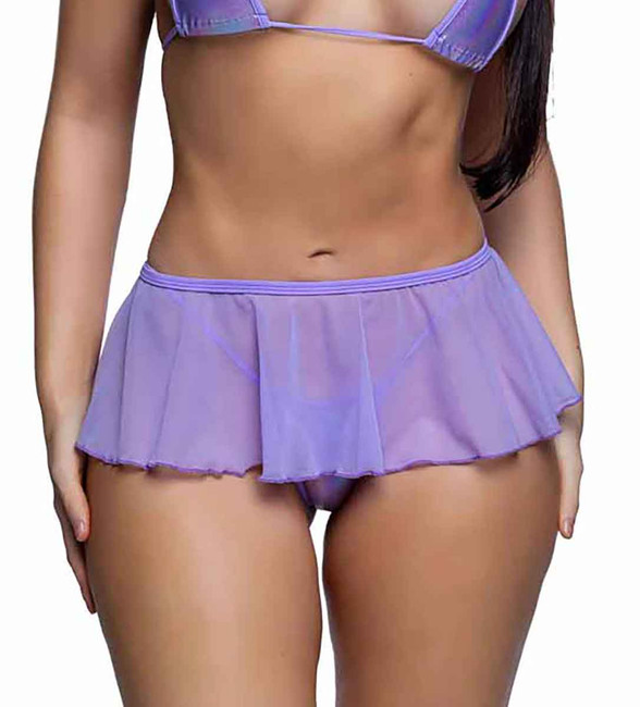R6792, Lavender Mesh Flutter Skirt