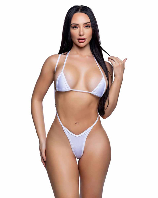 R6812, White Suspender Bikini Set