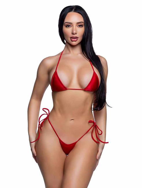 R6814, Red Tie-Side Bikini Set
