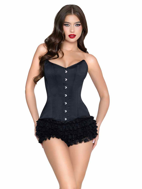 LA87384, Black Satin Corset By Leg Avenue