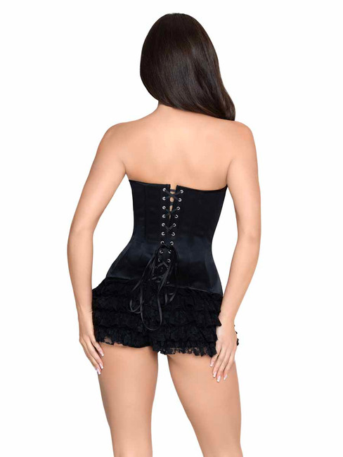 LA87384, Black Satin Corset Back View
