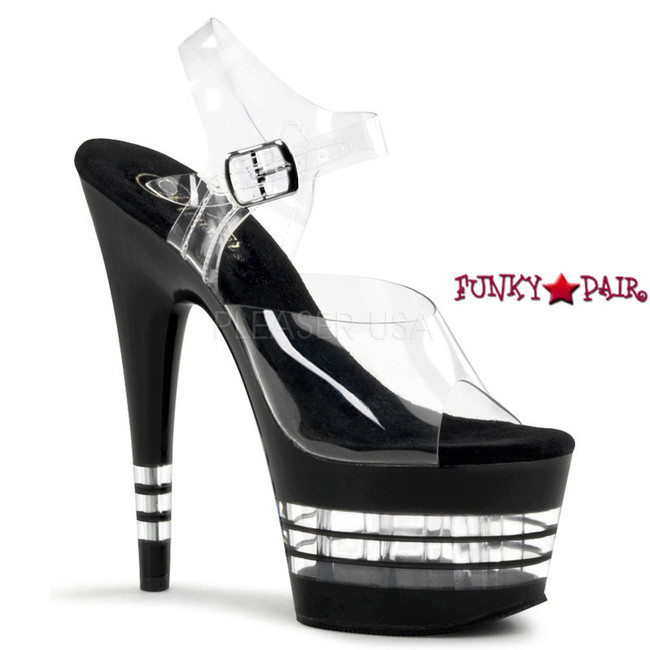 ADORE-708LN, Clear Line Bottom Ankle Strap Sandal | FunkyPair.com