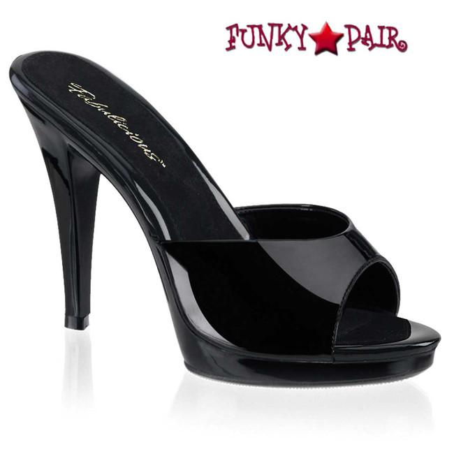 FLAIR-401-2, 4.5" Black Cocktail Stiletto Heel Slide By Pleaser USA