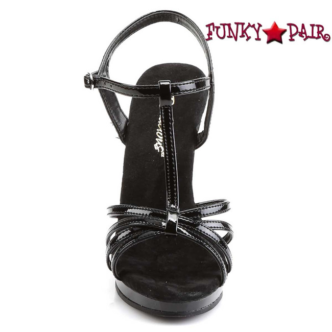 FLAIR-420, Front View 4.5" Black Heel Evening Strappy Sandal