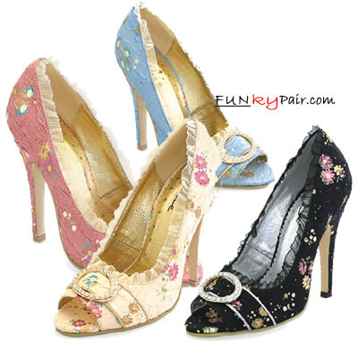 418-Tori, Peep Toe Victorian Costume Pump Made By ELLIE Shoes