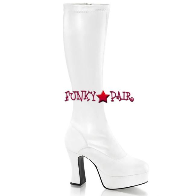 EXOTICA-2000, White Platform Gogo Boot | Pleaser
