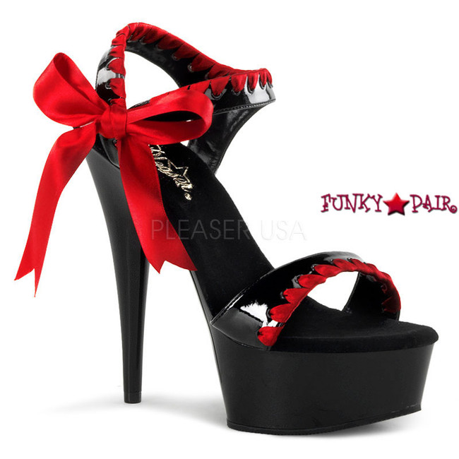 black with red lace DELIGHT-615, Two Tone Ankle Strap Sandal