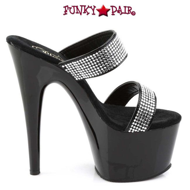 Pleaser | ADORE-702-2, Sexy Slide with Two-Band Rhinestones Inner Side View