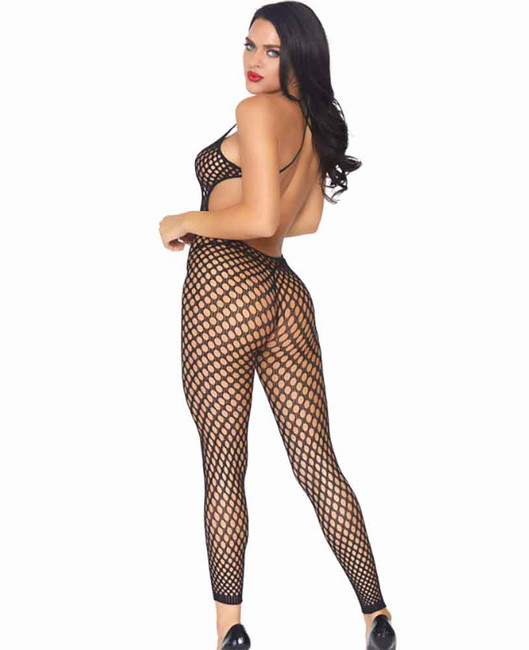 LA-89035, Crochet Net Footless Body Stocking Full Back View