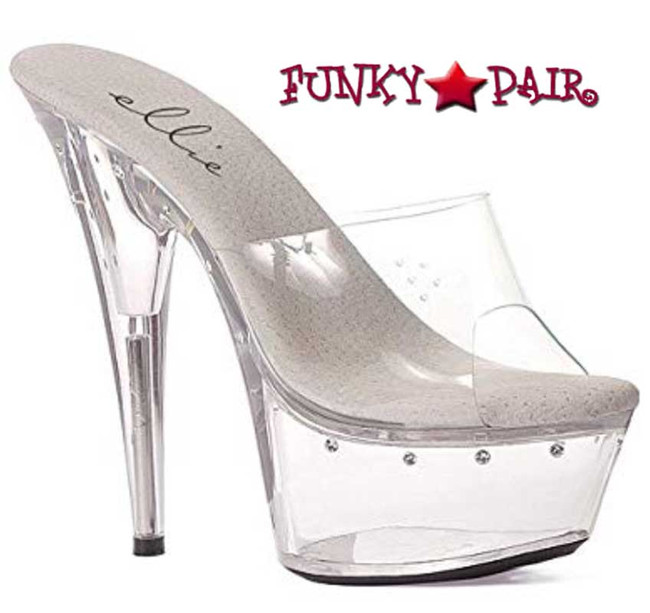 Ellie Shoes | 609-Harmony 6" Platform with Rhinestones Clear/Clear