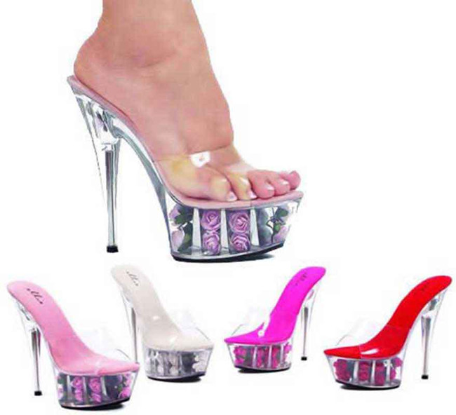 Ellie Shoes | Platform with Rose Fill Sandal 609-Roses 6"