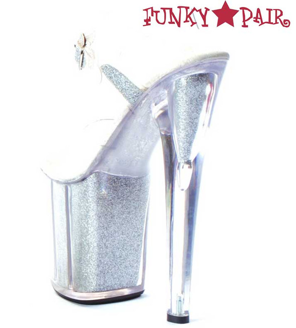 Ellie Shoes | 821-Glitter 8 Inch Glitter Filled Sandal Silver