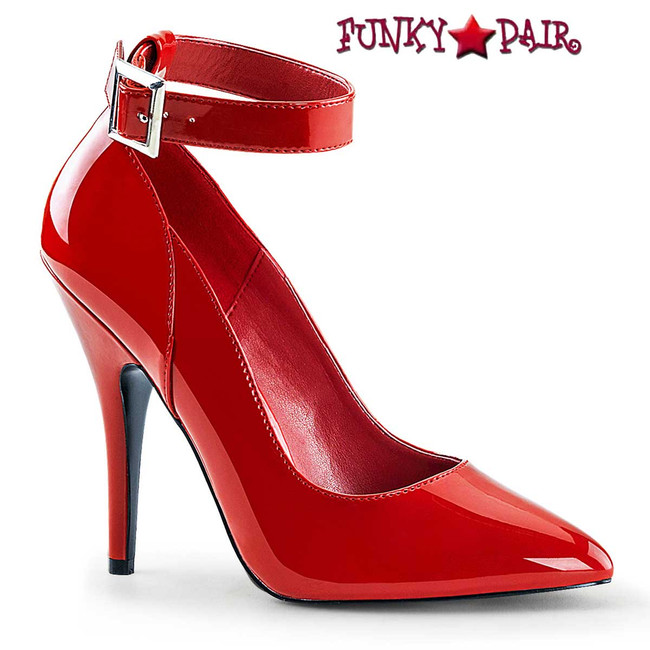 Seduce-431, 5 Inch Red Ankle Strap Pumps