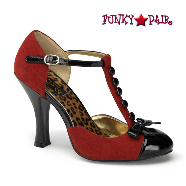 Smitten-10, Red T-Strap D'Orsay Pump | Pin-Up Couture