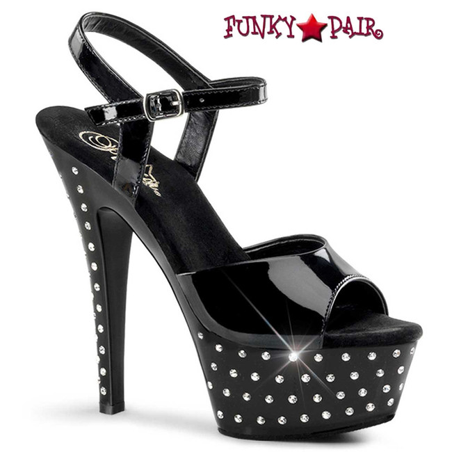 Pleaser Stardust-609, 6 Inch Ankle Strap Rhinestones Studded Sandal