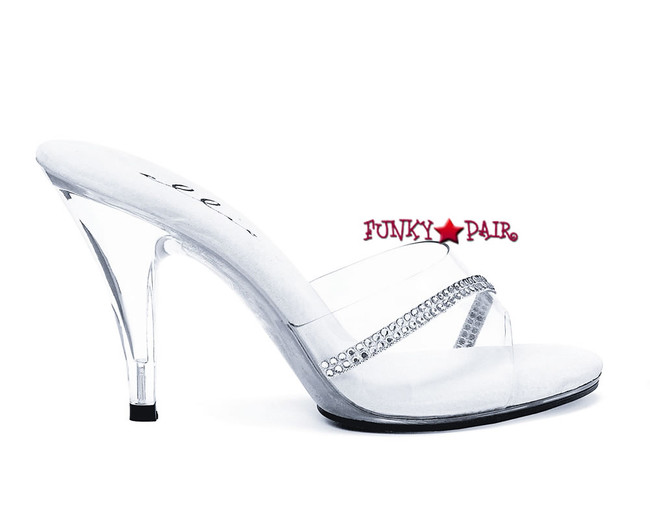 Ellie Shoes | 405-Jesse 4" Clear Heels with Rhinestones