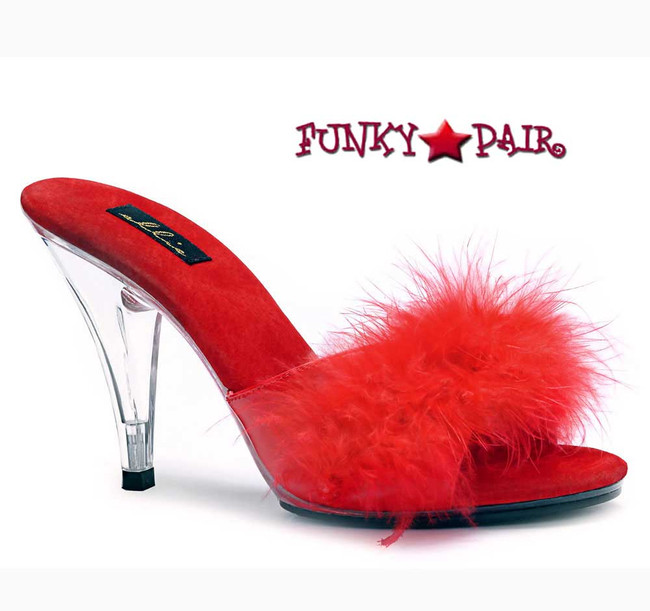 405-Sasha 4" Marabou Slipper color red Ellie Shoes |