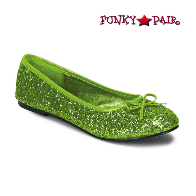 STAR-16G,Lime  Women's Cosplay Glitter Flats | Funtasma Shoes