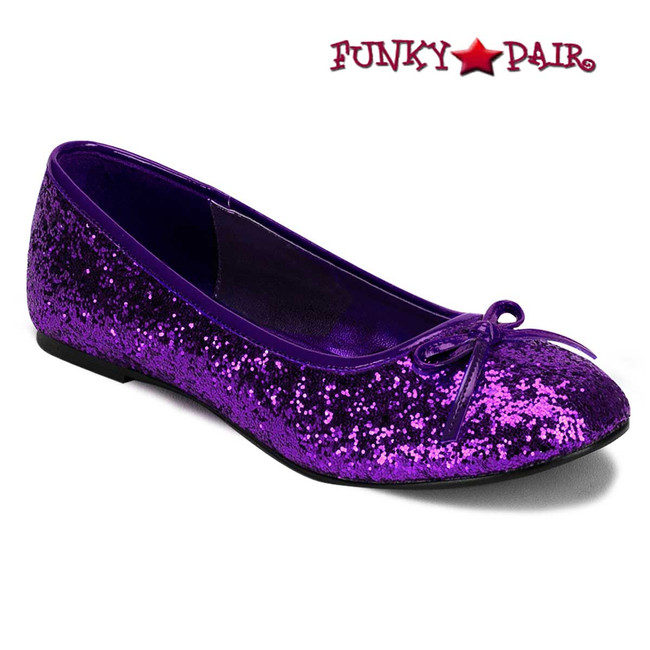 STAR-16G, Purple Women's Cosplay Glitter Flats | Funtasma Shoes