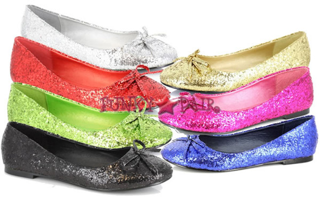 016-MILA-G, Glitter Flat with Bows Made By ELLIE Shoes