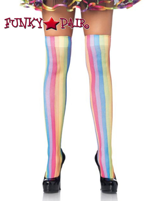 Leg Avenue | Rainbow Striped Thigh Highs 6320