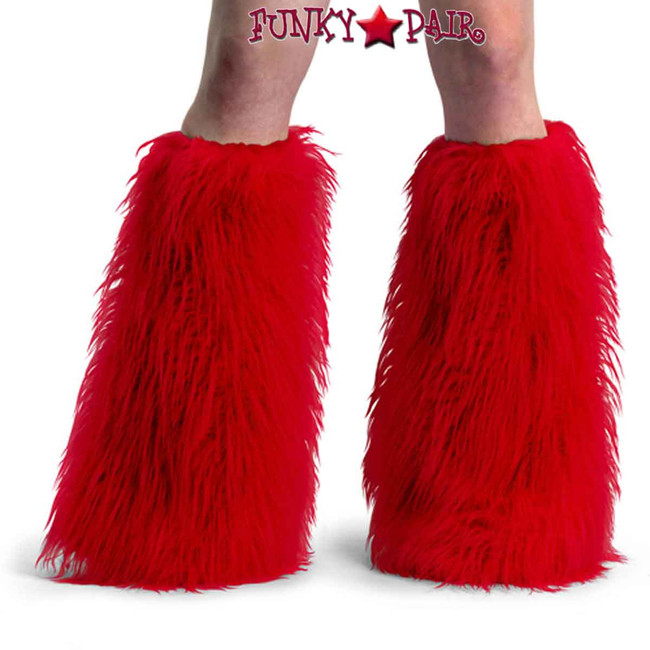 Red Fur Boot Sleeves Rave YETI-01 by Pleaser