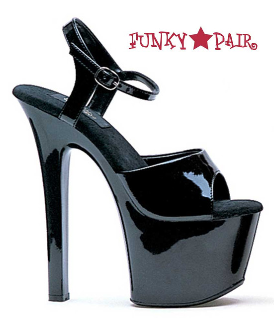 Ellie Shoes | 711-Flirt 7" Exotic Dancer Platform Sandal Color Black Patent