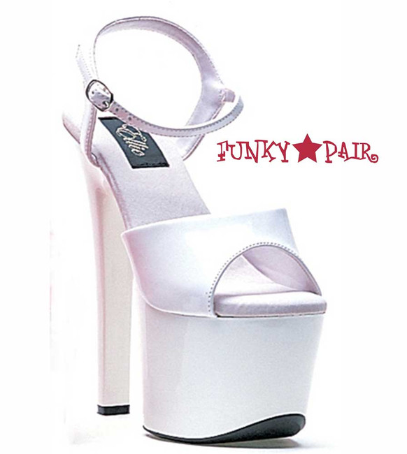 Ellie Shoes | 711-Flirt 7" Exotic Dancer Platform Sandal Color White Patent