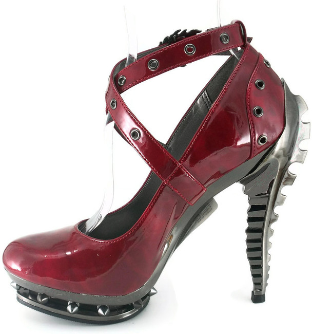 Razor Metallic Spine Heel | Hades TRITON Color burgundy side view