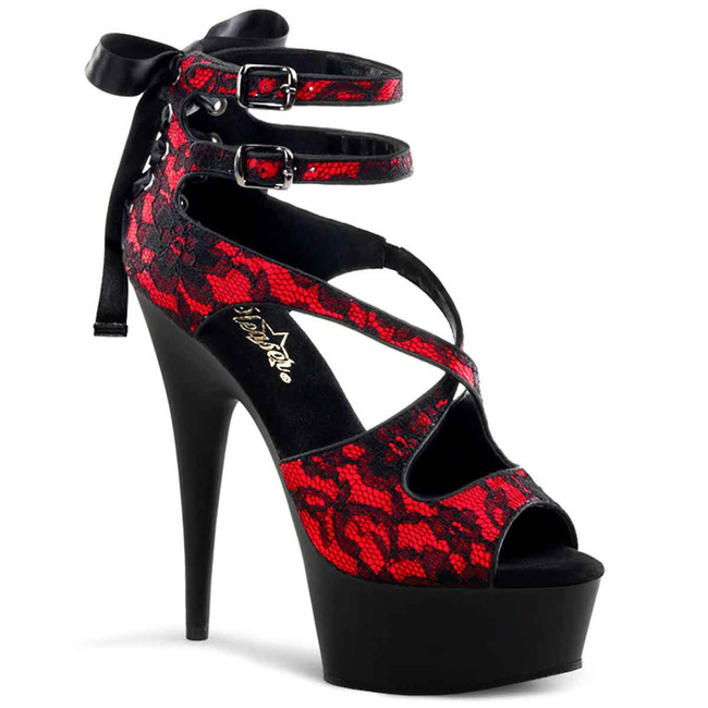 Delight-678LC, 6 Inch Stiletto Heel Platform Criss Cross Corset Lacing By Pleaser