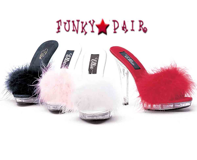 Sasha, 5 Inch High Heel with 1/2 Inch Platform Marabou Slipper | ELLIE Shoes
