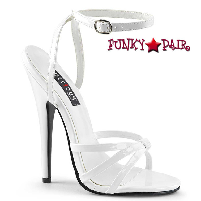 Domina-108, 6" White Stiletto Heel Wrap Around Knotted Strap Sandal