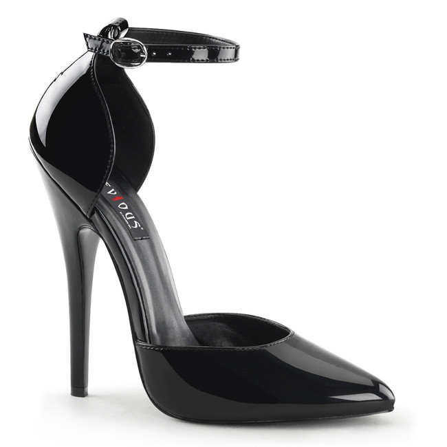 Domina-402, 6" Black Ankle Strap D'Orsay Pump By Pleaser USA
