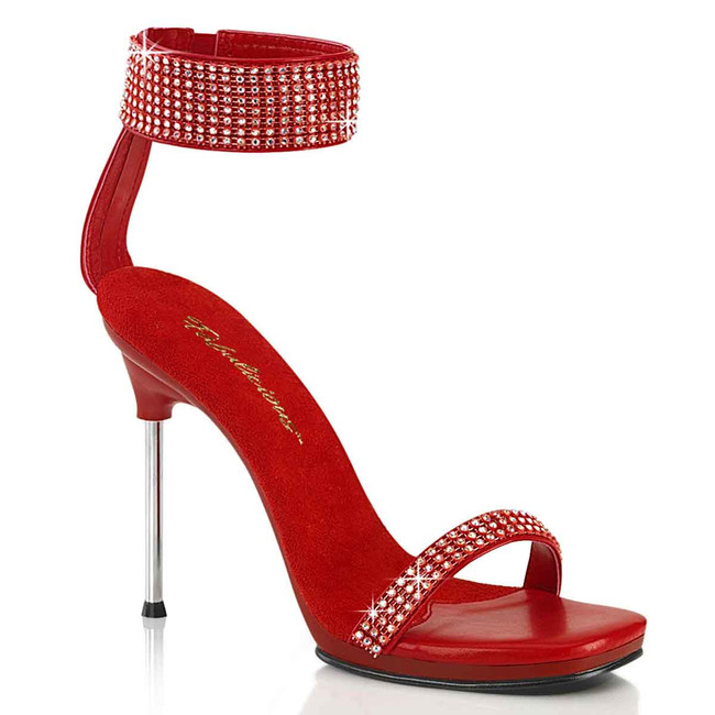 CHIC-40, Red with Rhinestone Ankle Cuff Slide