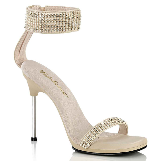 CHIC-40, Tan with Rhinestone Ankle Cuff Slide