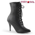 Pleaser | Vanity-1020, 4 Inch Heel Lace-up Ankle Boots with Zipper color Black Faux Leather