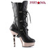 Demonia | Goth Finger Bone Heel Calf Boots MUERTO-1026 Zipper Side View