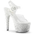 Adore-708MR-5, 7 Inch Stiletto Heel Ankle Strap Sandal with Silver Glitters and Rhinestones By Pleaser USA