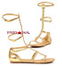 015-CAIRO, Gold Gladiator Flat COSTUME SHOES