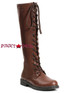 1031| 151-Karina, Brown 1 inch Lace up Knee High Boots,COSTUME BOOTS