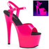 Adore-709UV, 7 Inch Ankle Strap Sandal Hot Pink UV Reactive By Pleaser USA