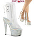 Bejeweled-1018DM-7, 7 inch heel rhinestones Clear peep toe ankle