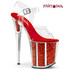 Flamingo-808G, 8 Inch Red Glitter Platform by Pleaser