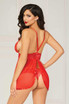 STM-10672, Floral Galloon Lace Babydoll Set color red back view