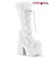 Camel-311 White Furry Goth Boots By Demonia