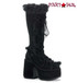 Camel-311 Black Furry Goth Boots By Demonia