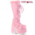 Camel-311 Baby Pink Furry Rave Goth Boots By Demonia