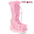 Cubby-311 Baby Pink Platform Fur Boots By Demonia